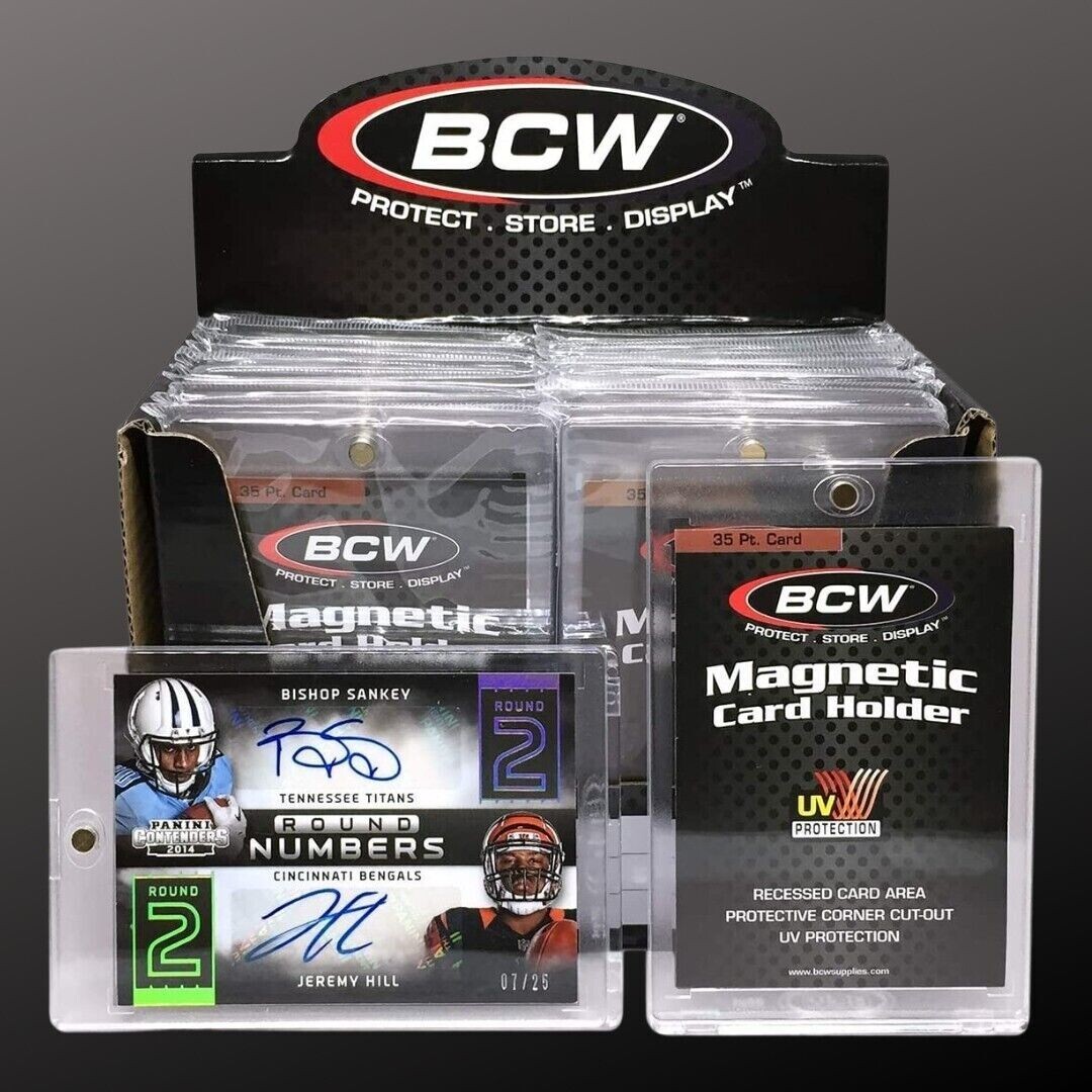 5 Pack BCW One Touch Magnetic Card Holder 35 Pt | 2-piece design w/ gold magnet