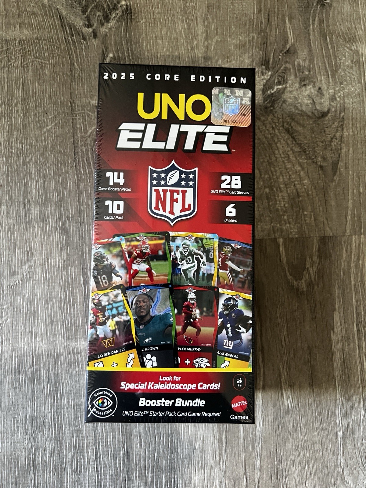 UNO Elite NFL 2025 Core Edition Booster Bundle Box 14 Packs 140 Cards Mattel NEW