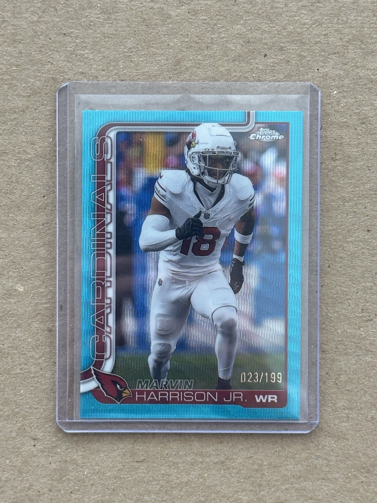 2025 Topps Chrome Marvin Harrison Jr #1 Aqua Wave Refractor /199 Cardinals