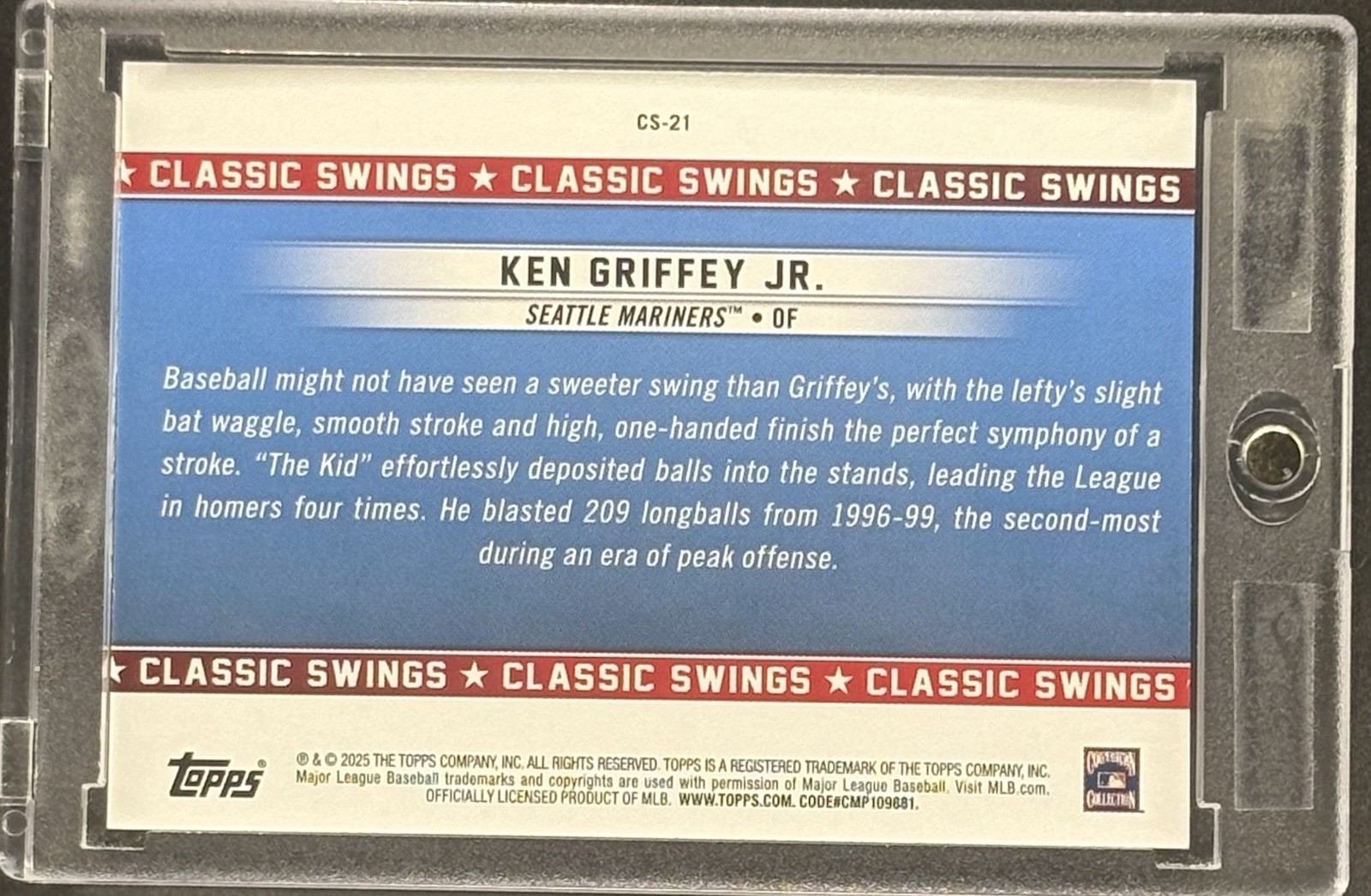 Ken Griffey Jr. RARE REFRACTOR TOPPS INVESTMENT CARD MARINERS MINT