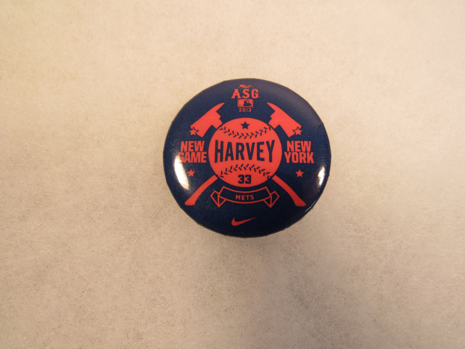 2013 MLB All Star Game Meet & Greet Button Pin HARVEY 33 Mets