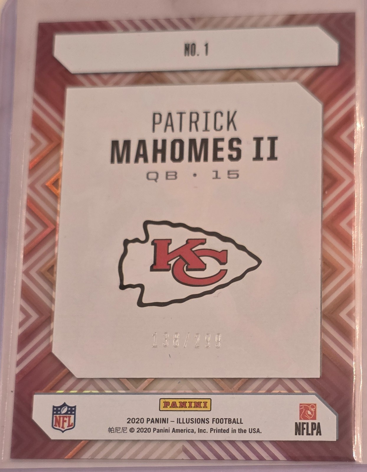 PATRICK MAHOMES II 2020 Panini Illusions Clear Shots Light Blue /299 #1