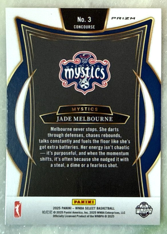 Jade Melbourne 2025 Panini Select WNBA Concourse Silver Prizm Card-#3 Mystics