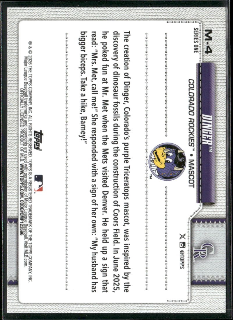 2026 Topps – Mascots #M-4 Dinger