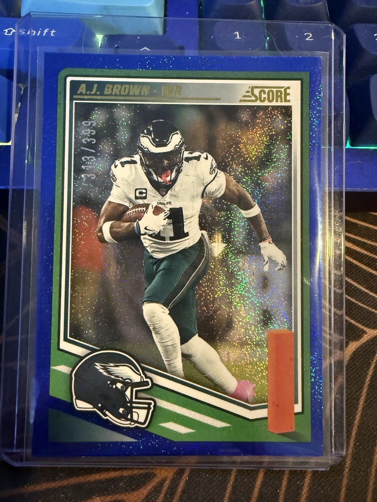 Panini 2025 Score A.J. Brown Eagles Blue Parallel /399 Football