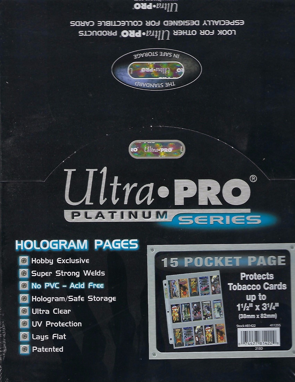 ULTRA PRO PLATINUM 100 15-POCKET ( Tobacco Cards ) Pages, New, Free Shipping