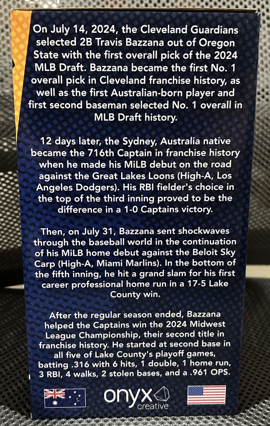 Travis Bazzana Lake County Captains Cleveland Guardians Bobblehead LE 1,000