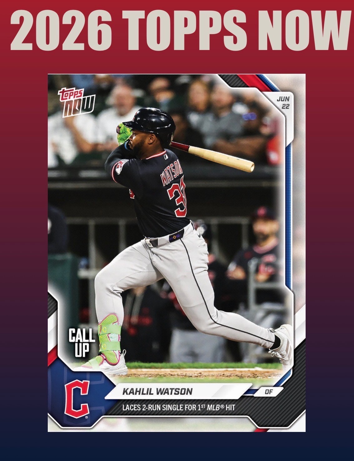 💥2026 Topps Now #367💥KAHLIL WATSON 1st MLB Hit – Presale – Guardians