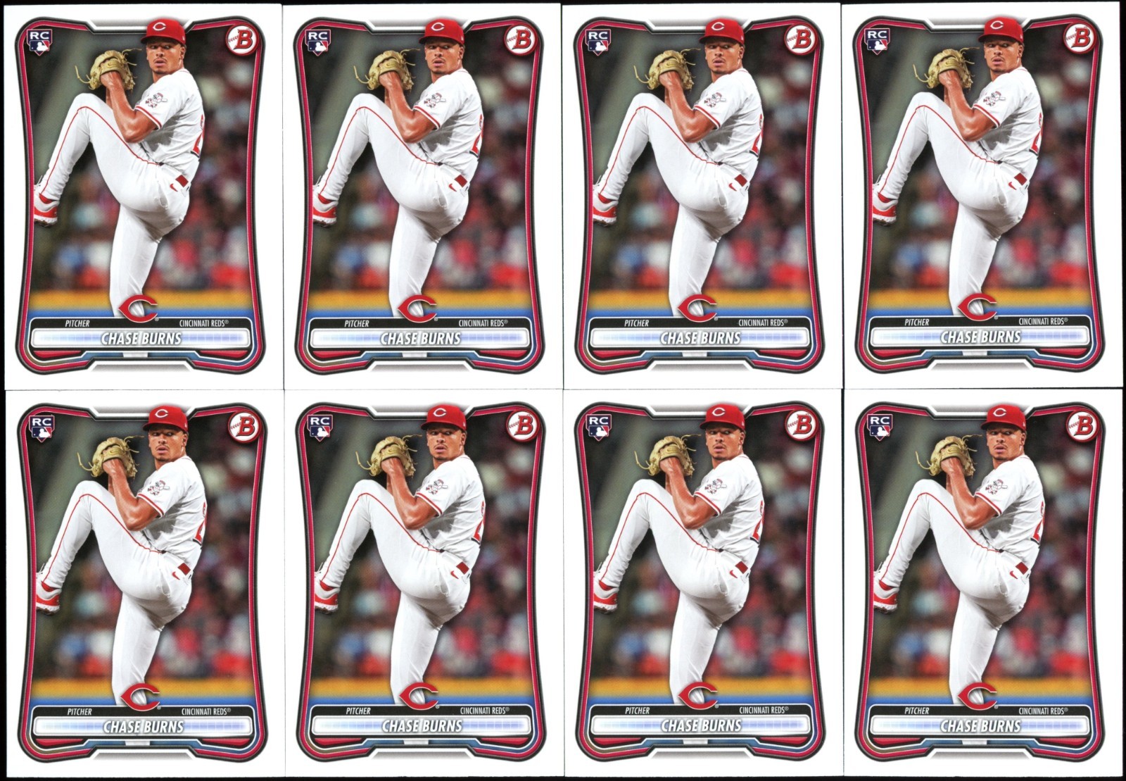 Chase Burns 2026 Bowman #3 Rookie Card – 8 Card Lot
