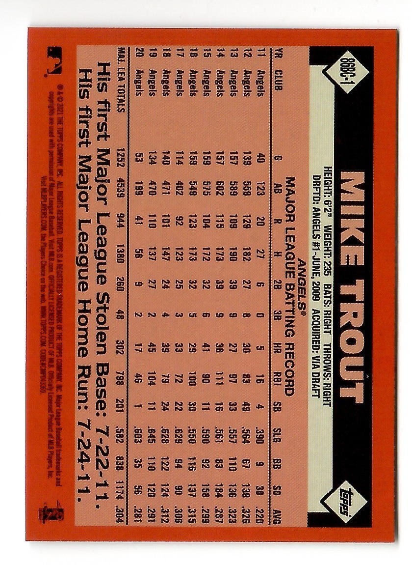2021 Mike Trout Topps SILVER PACK #86BC-1