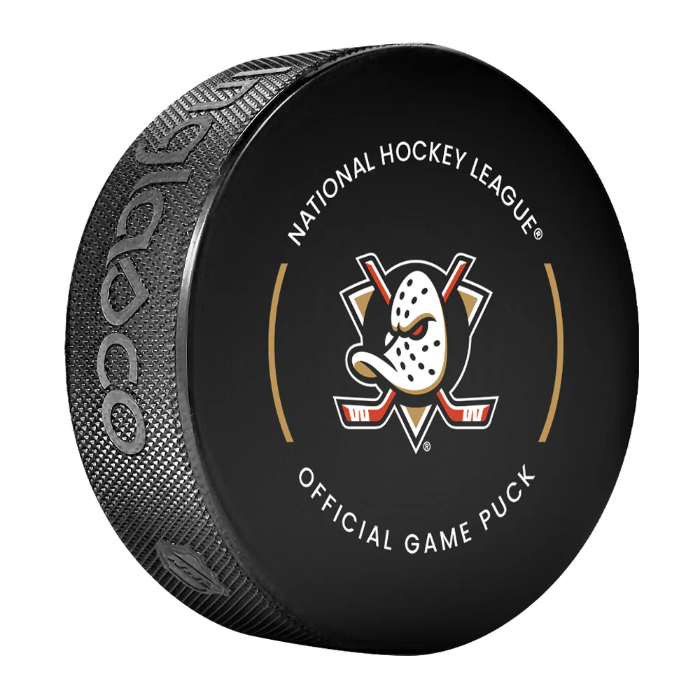 Anaheim Ducks Current NHL Official Game Hockey Puck In Cube