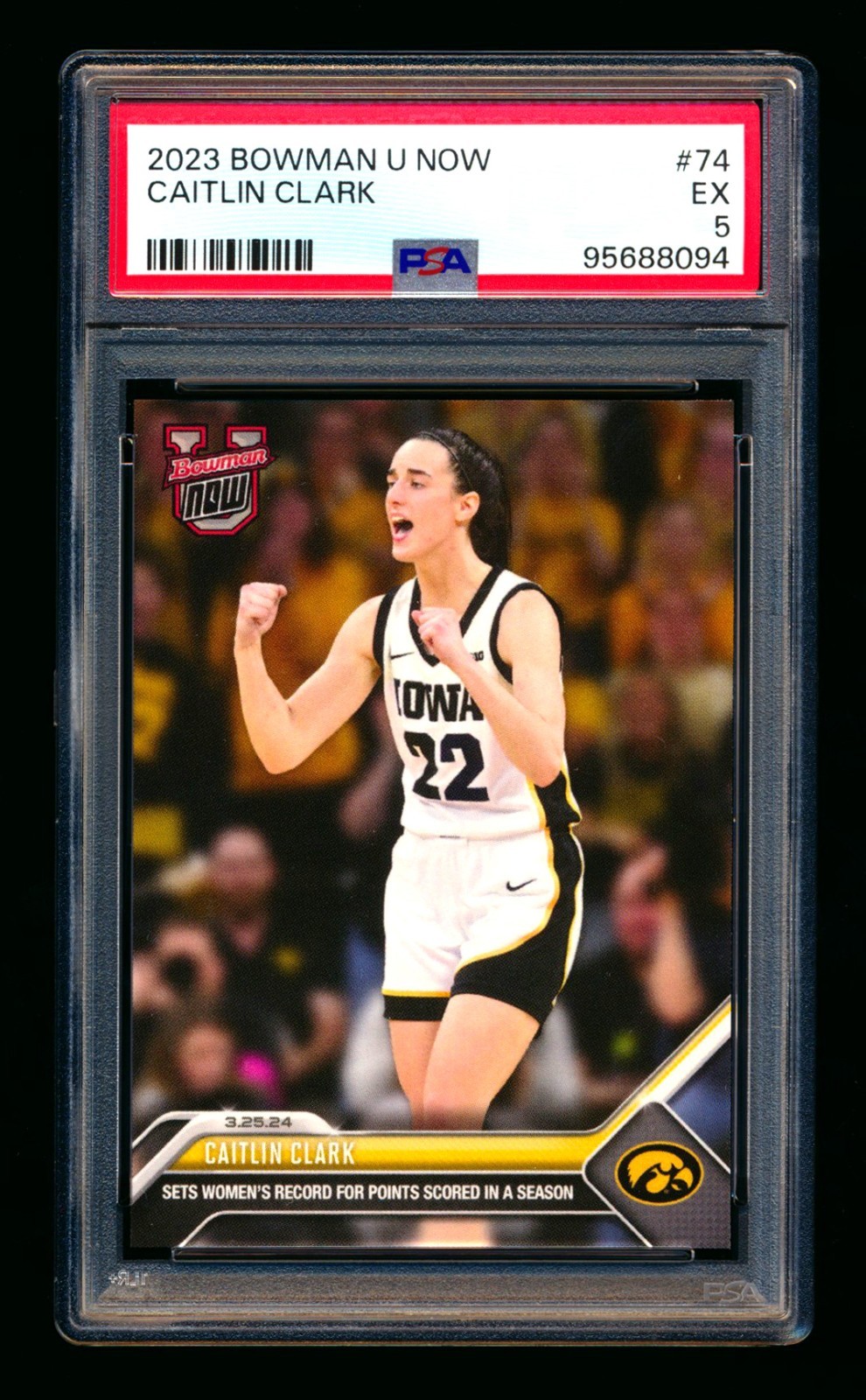2023 BOWMAN U NOW #74 CAITLIN CLARK RC NCAAW POINTS RECORD HAWKEYES ROOKIE PSA 5