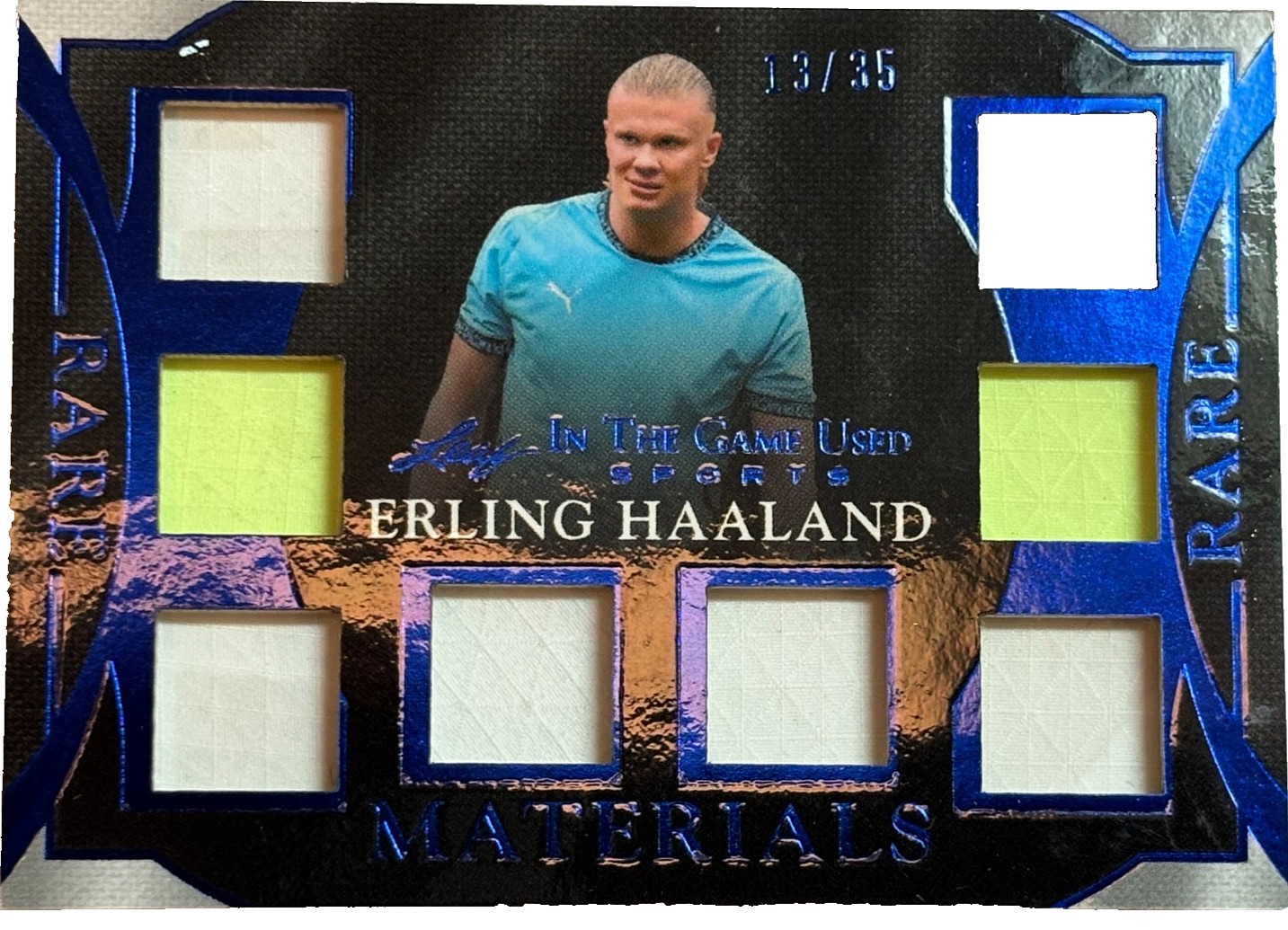 2025 Leaf In The Game Used Jersey Erling Haaland #/35 Rare Materials Octo Swatch