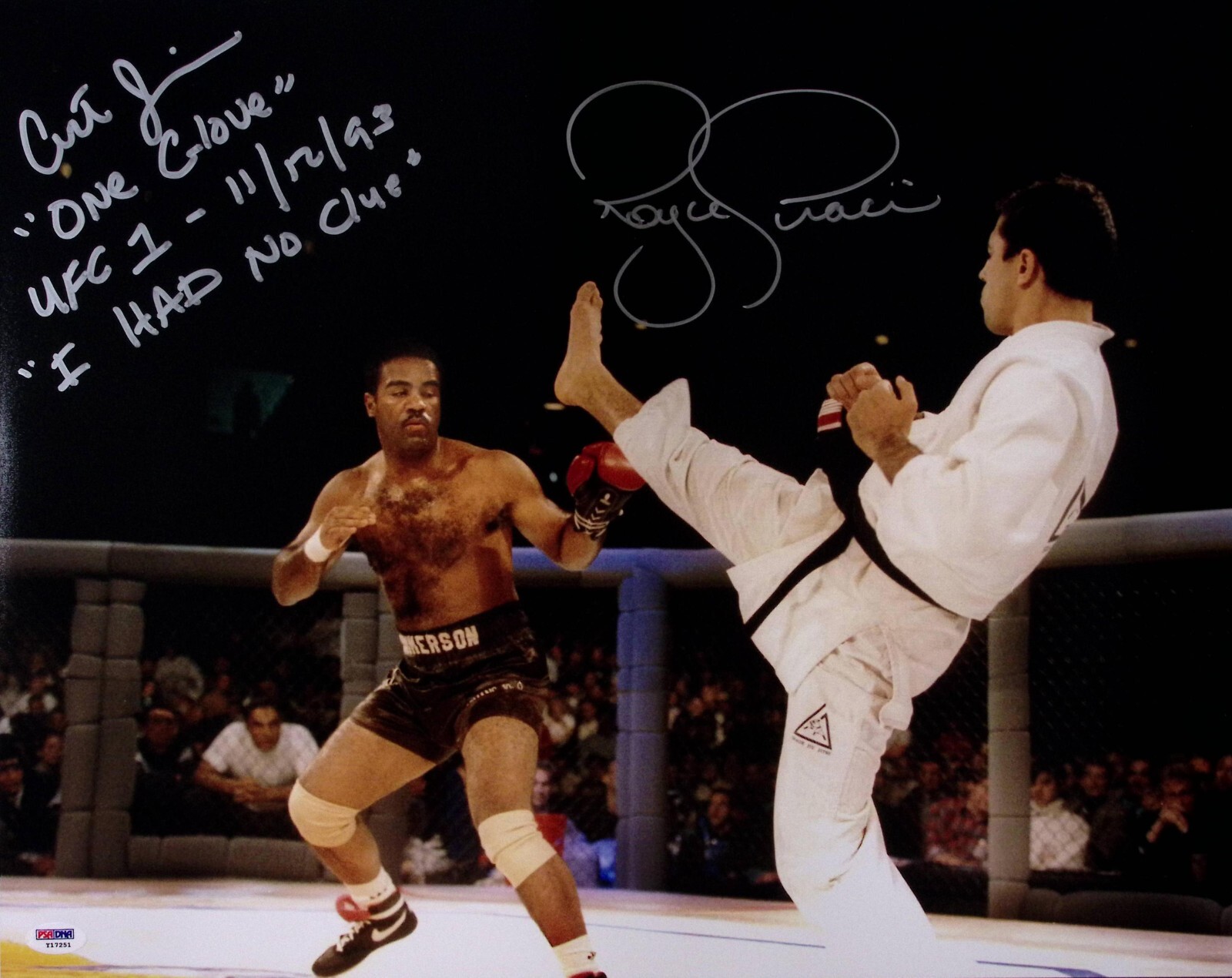 Royce Gracie & Art Jimmerson Signed UFC 1 16×20 Photo PSA/DNA COA 1993 Autograph