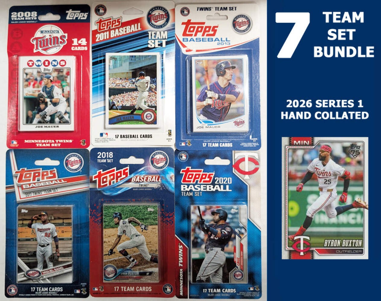 Topps Minnesota Twins Team Sets 2008 2011 2013 2017 2018 2020 Mauer + 2026 Serie