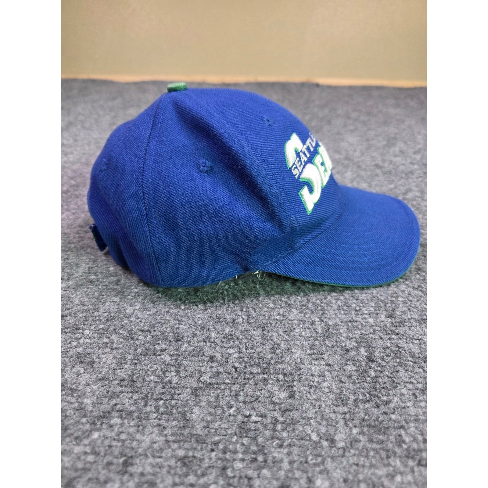 Y2K Seattle Seahawks Adjustable Hat OSFA Puma Blue NFL Hook Loop Strap