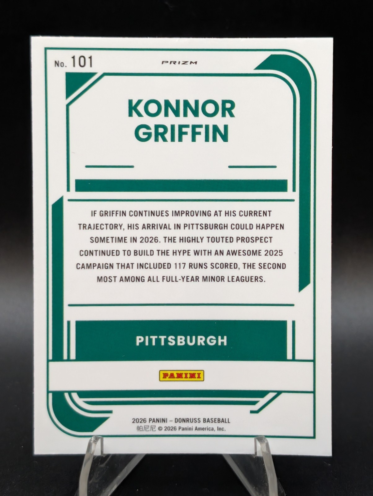 Konnor Griffin Rated Prospect Blue Optic Velocity Prizm 2026 Donruss Pittsburgh
