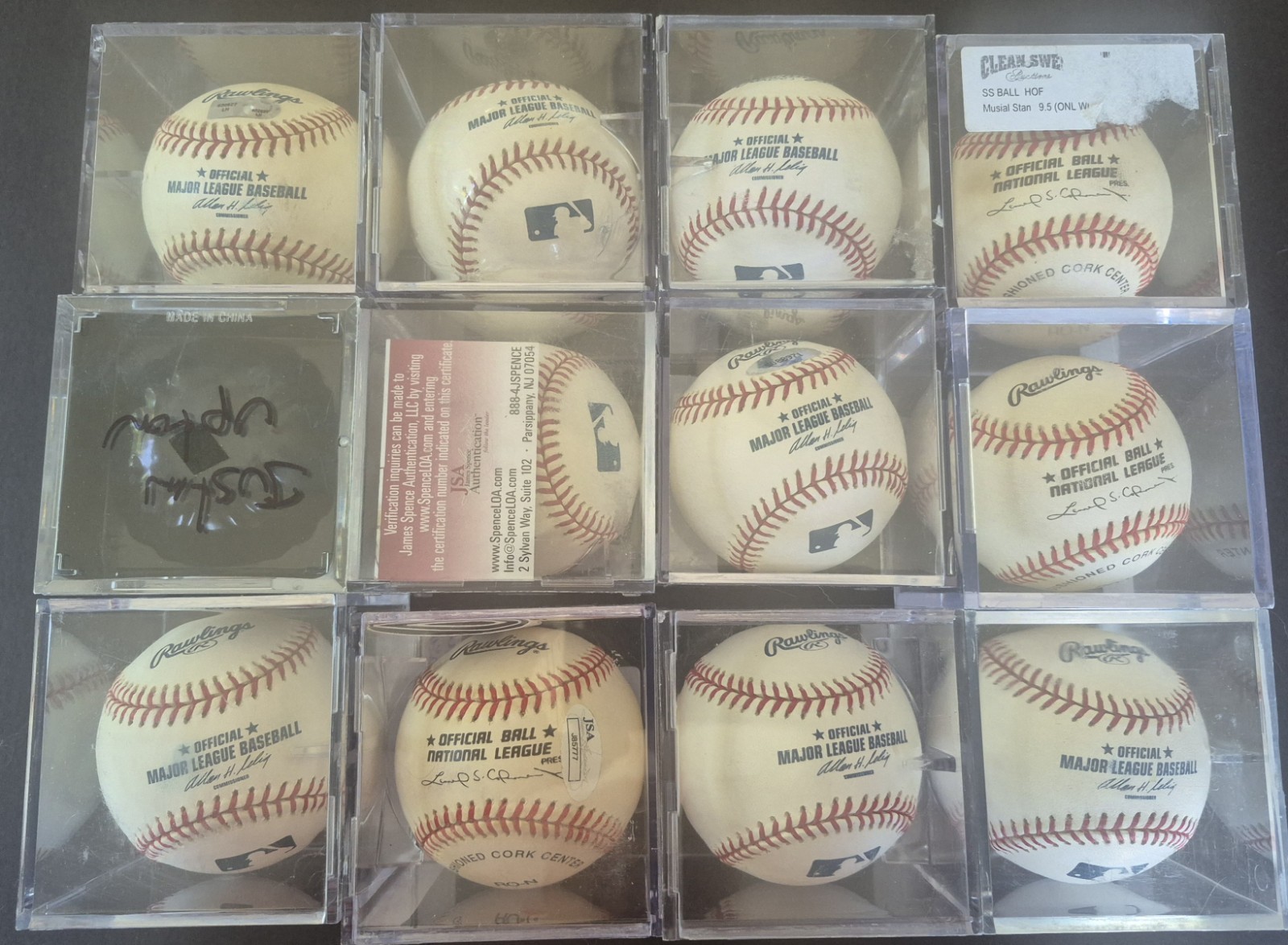 12 Signed Baseballs In Cubes Autographed Good Names
