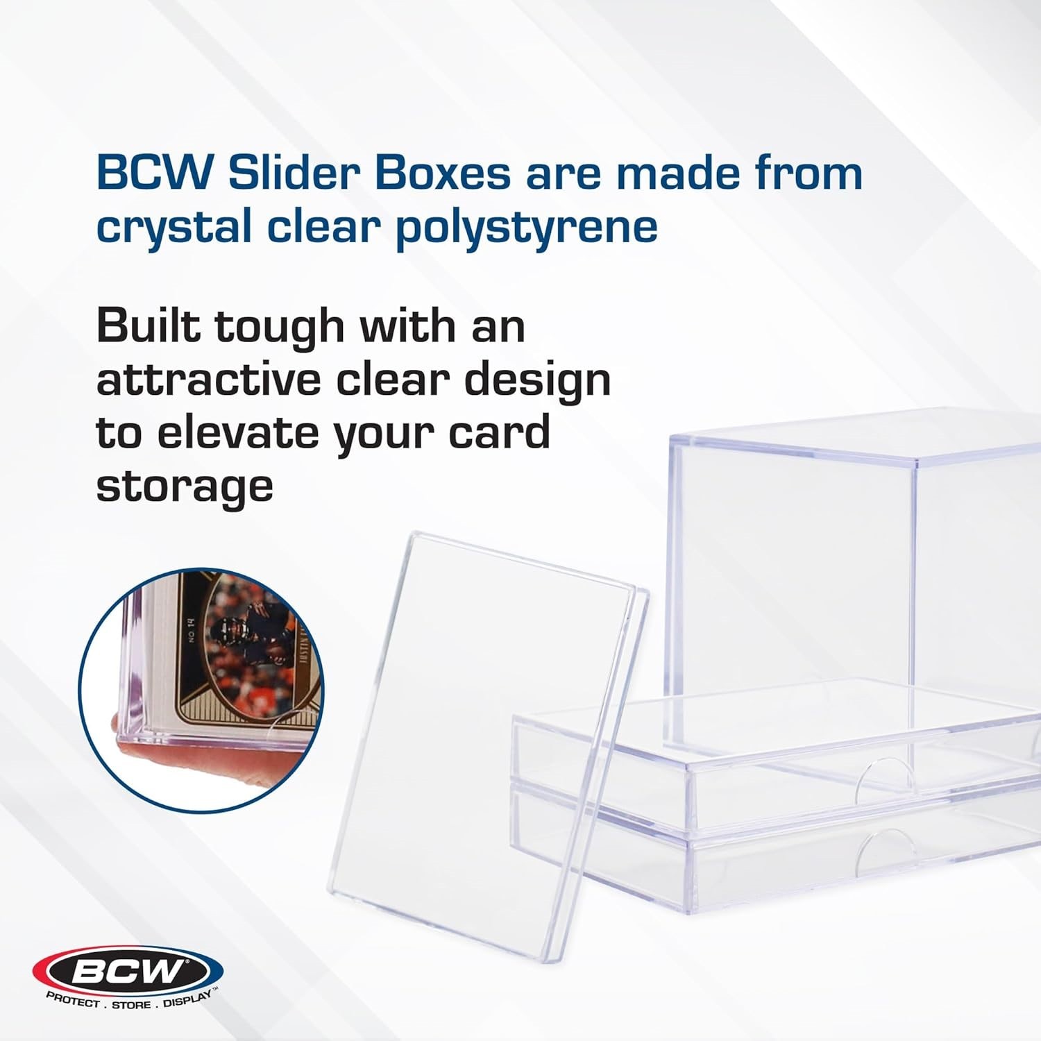 BCW Clear Slider Boxes Hold 100 Standard Cards – Baseball Basketball Storage