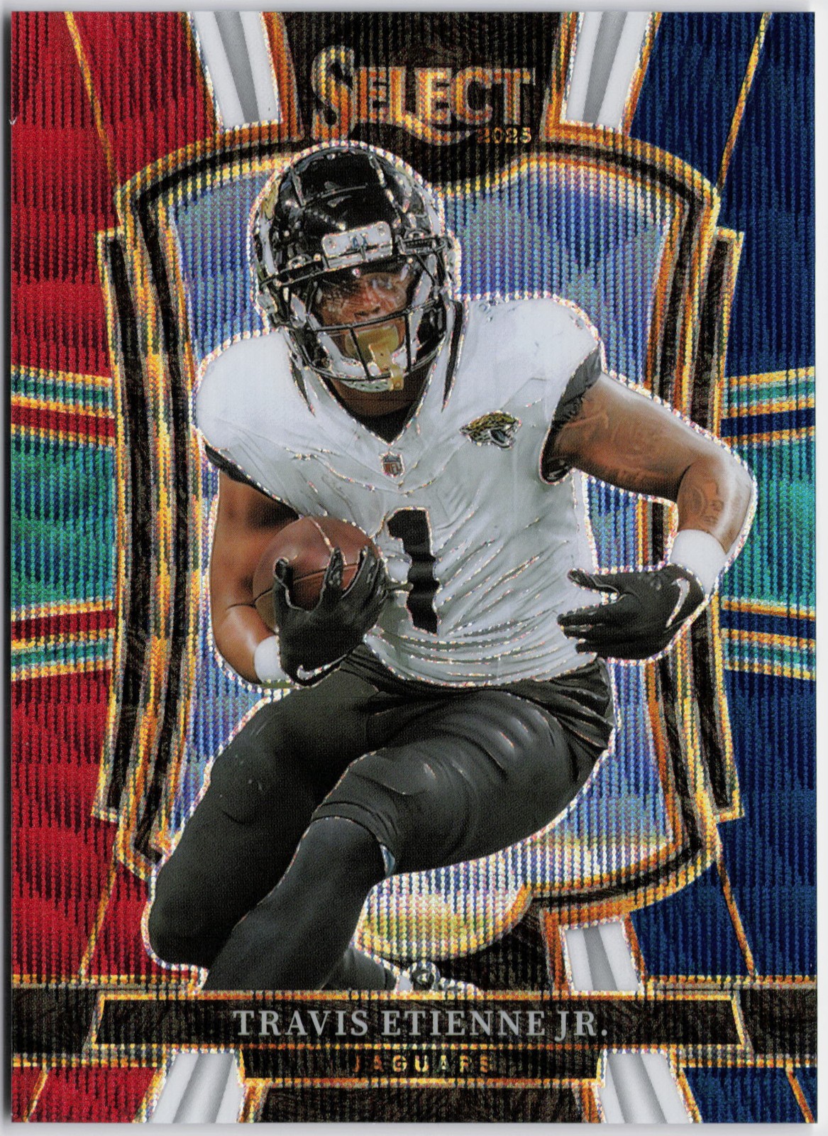 2025 Panini Select #130 Travis Etienne Jr. Tri-Color Prizm #/299