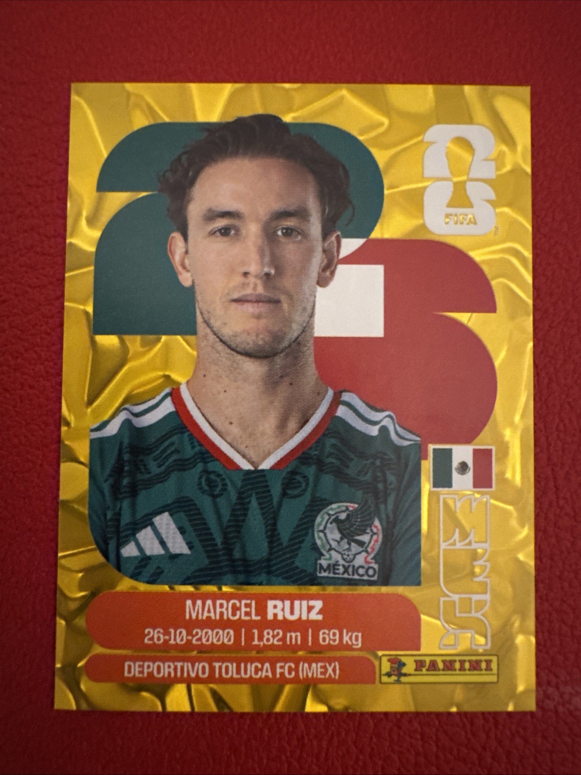 Panini FIFA World Cup Marcel Ruiz MEX 12 Gold Crumple