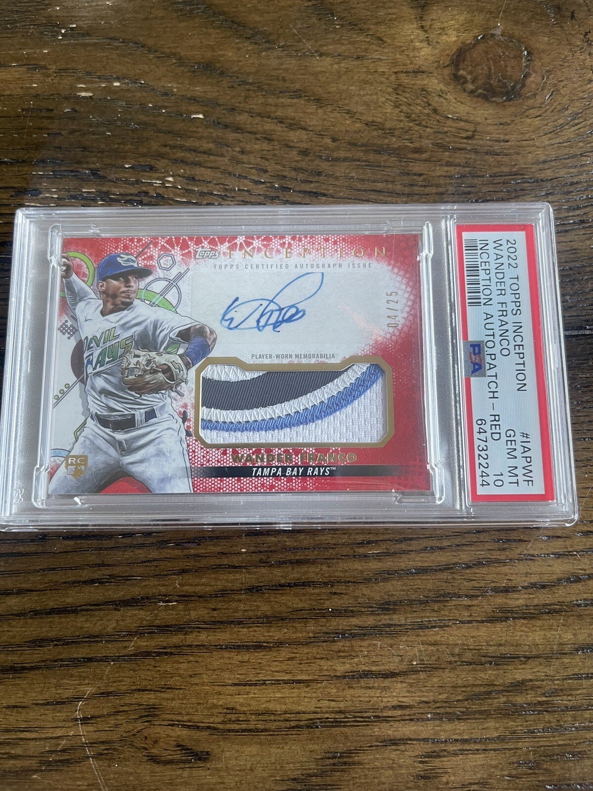 2022 Topps Inception WANDER FRANCO RC #IAPWF Red 04/25 ~ PSA 10 TB RAYS