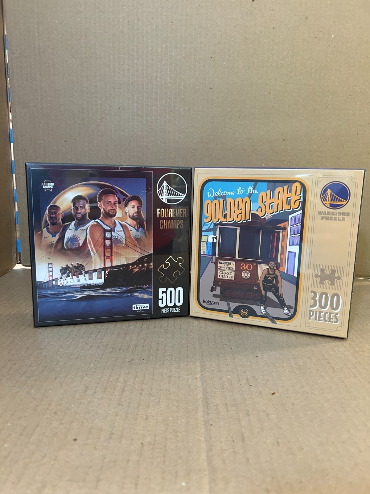 2xGolden State Warriors giveaway puzzles Fourever Champs 500 pcs Welcome 300 pcs