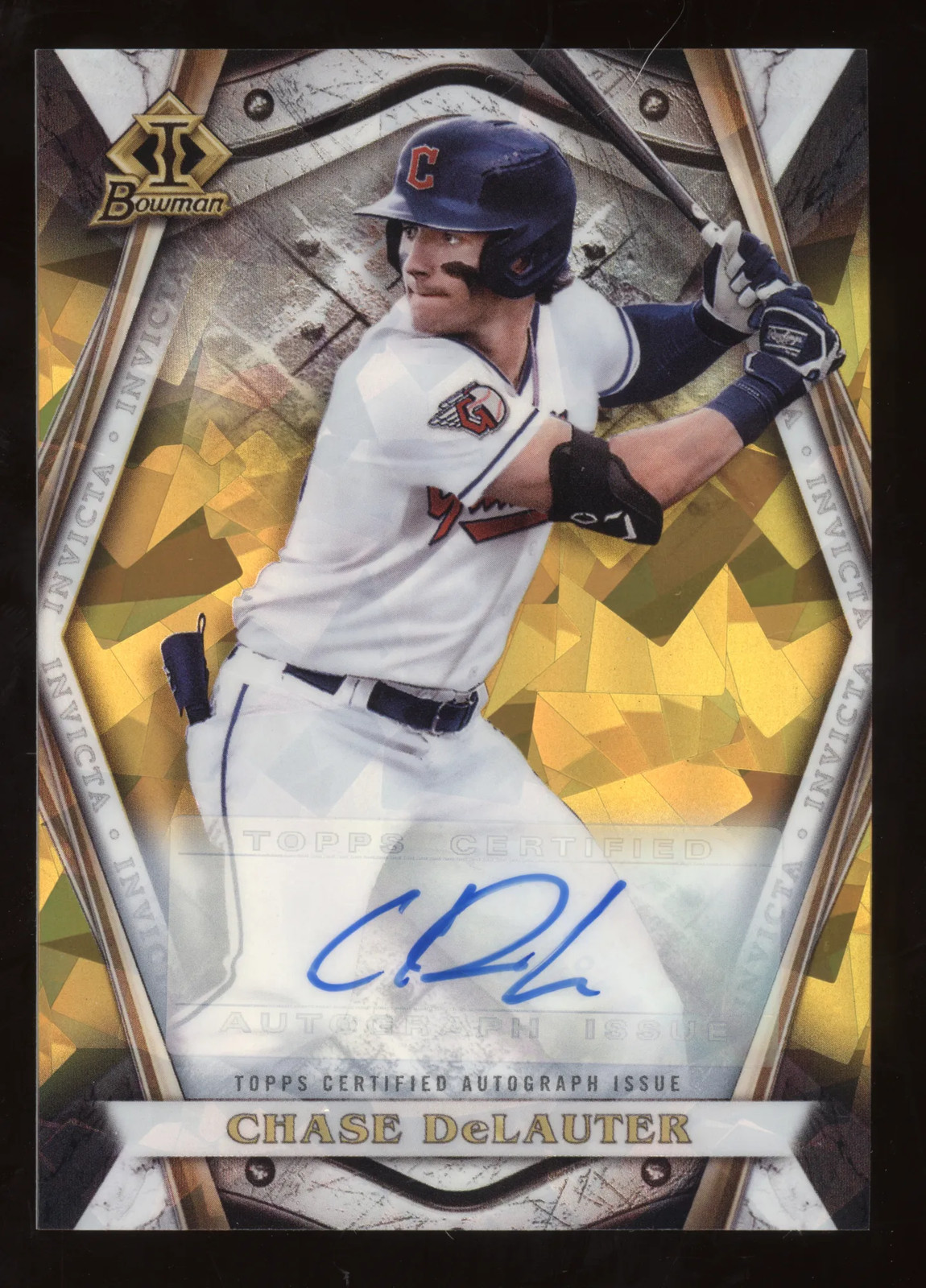 2022 Bowman Draft Invicta Chase DeLauter #BI-13 Autograph Gold Atomic 05/50