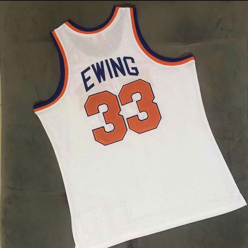 New York Knicks Patrick Ewing retro vintage white basketball jersey