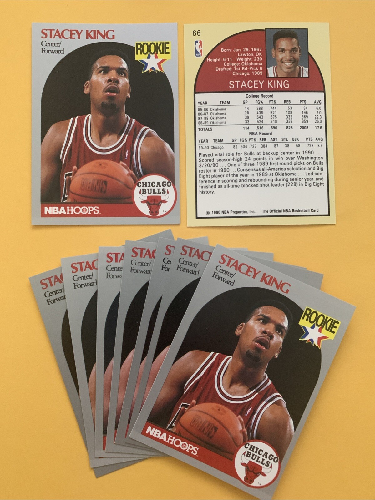 Stacey King RC rookie card, 1990-91 Hoops #66, Chicago Bulls, NBA Champion