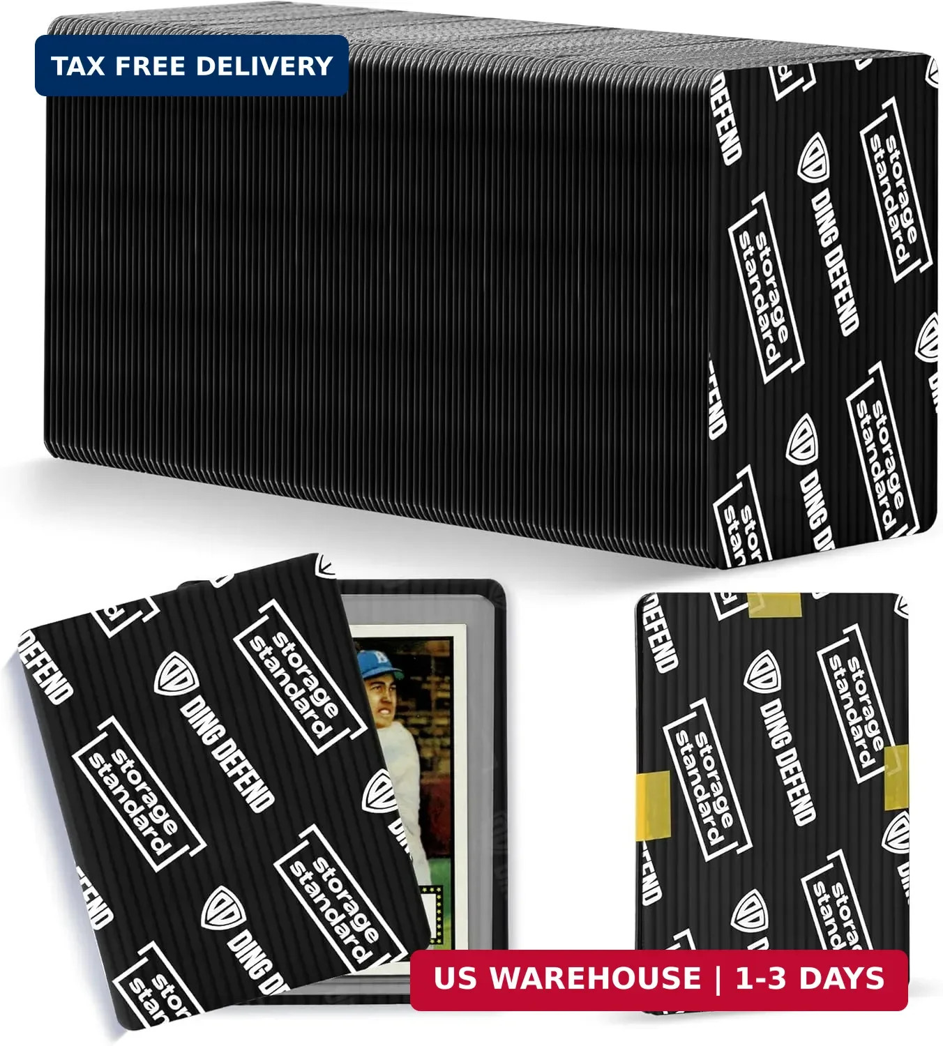 Ding Defend 110-Pack Trading Card Protector Shipping – 3.5 x 4.5 Inch Black Hobb