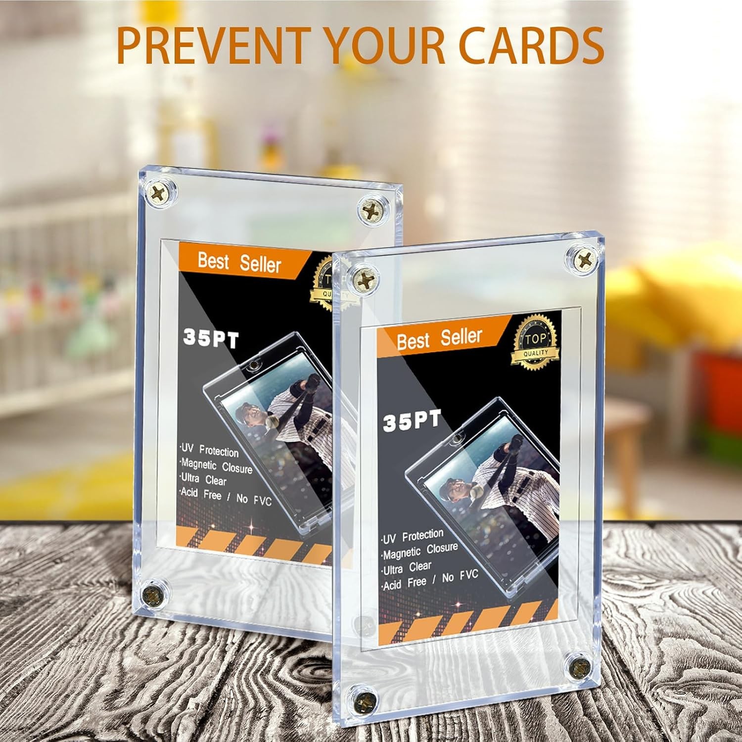 5 Pieces 4 Screw Trading Card Protector 35 Pt Acrylic Holder Clear Case ??????