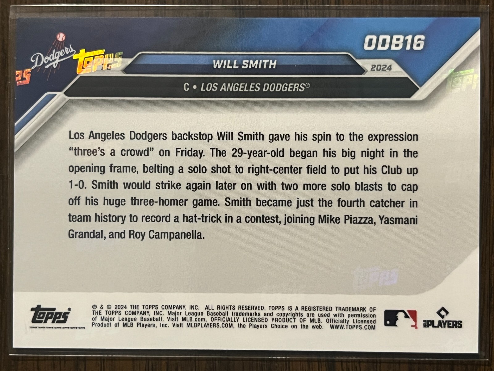 2024 Topps Now #ODB16 Will Smith Los Angeles Dodgers