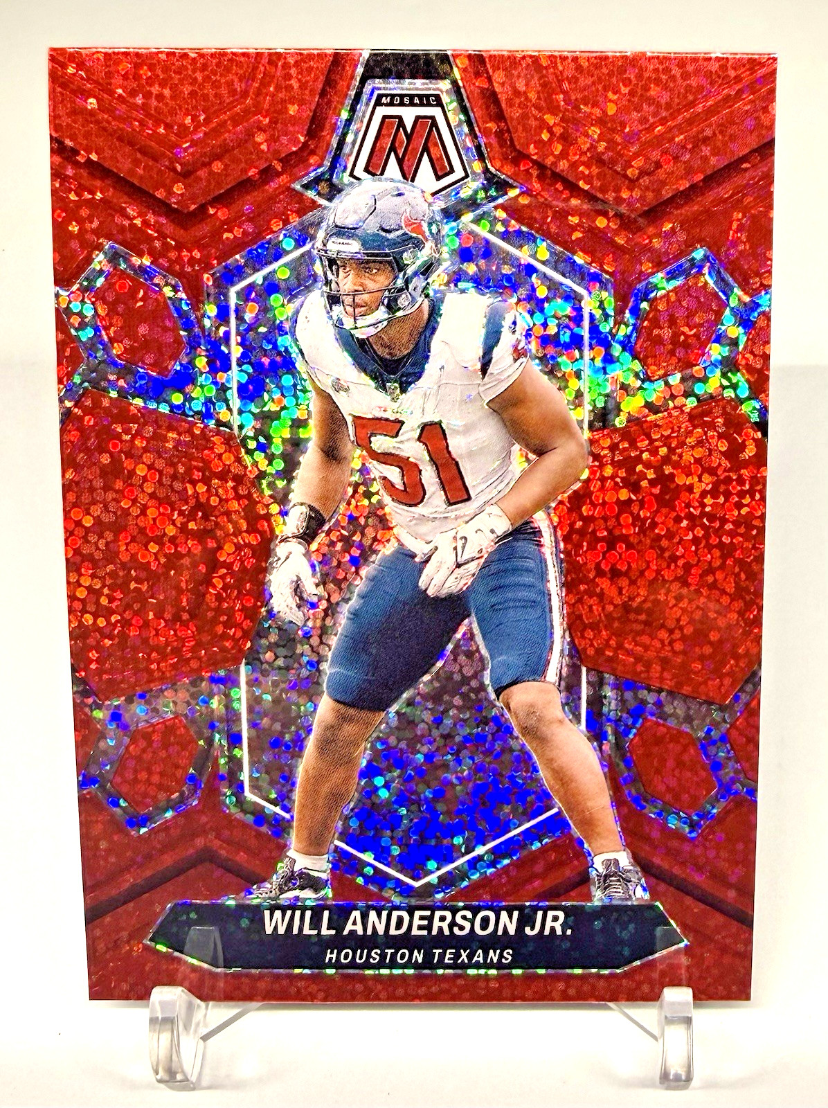 2024 Panini Mosaic Will Anderson Jr #90 Red Sparkle Prizm SSP Team Color Match