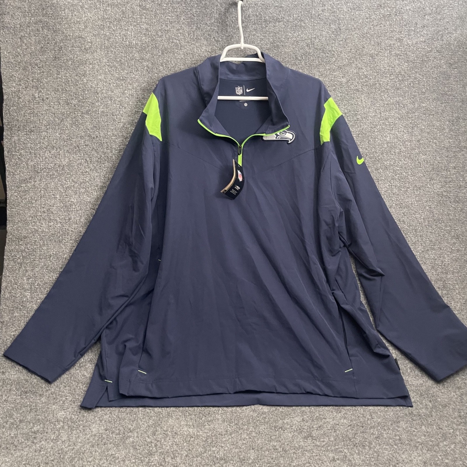 Nike Seattle Seahawks Repel Jacket Mens Sz 3XL 1/4 Zip Sideline Coach Blue