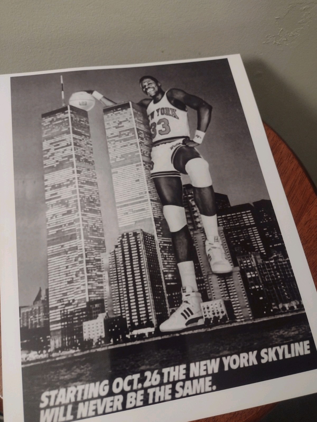 PATRICK EWING KNICKS ROOKIE OLD SCHOOL ULTRA GLOSSY 8.5×11 BASKETBALL B&W POSTER