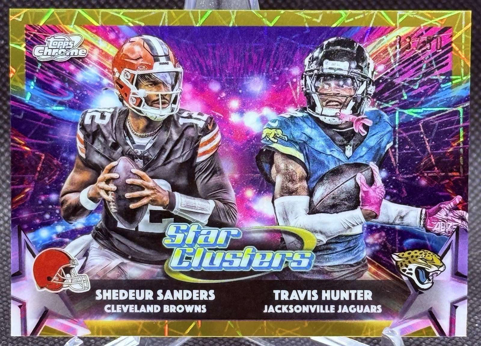 2025 Topps Cosmic Chrome GOLD Star Clusters Shedeur SANDERS & Travis HUNTER /50