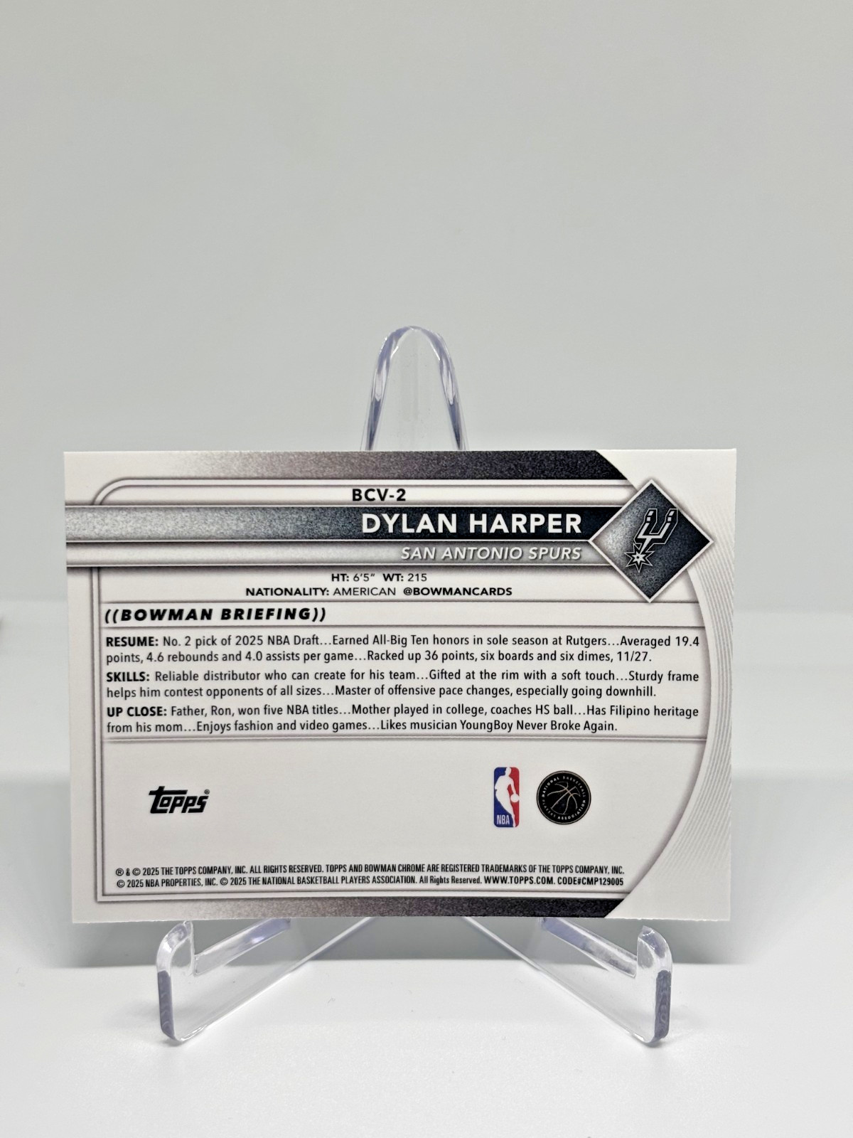 2025 BOWMAN CHROME VARIATION BASE ROOKIE #BCV-2 DYLAN HARPER (RC)