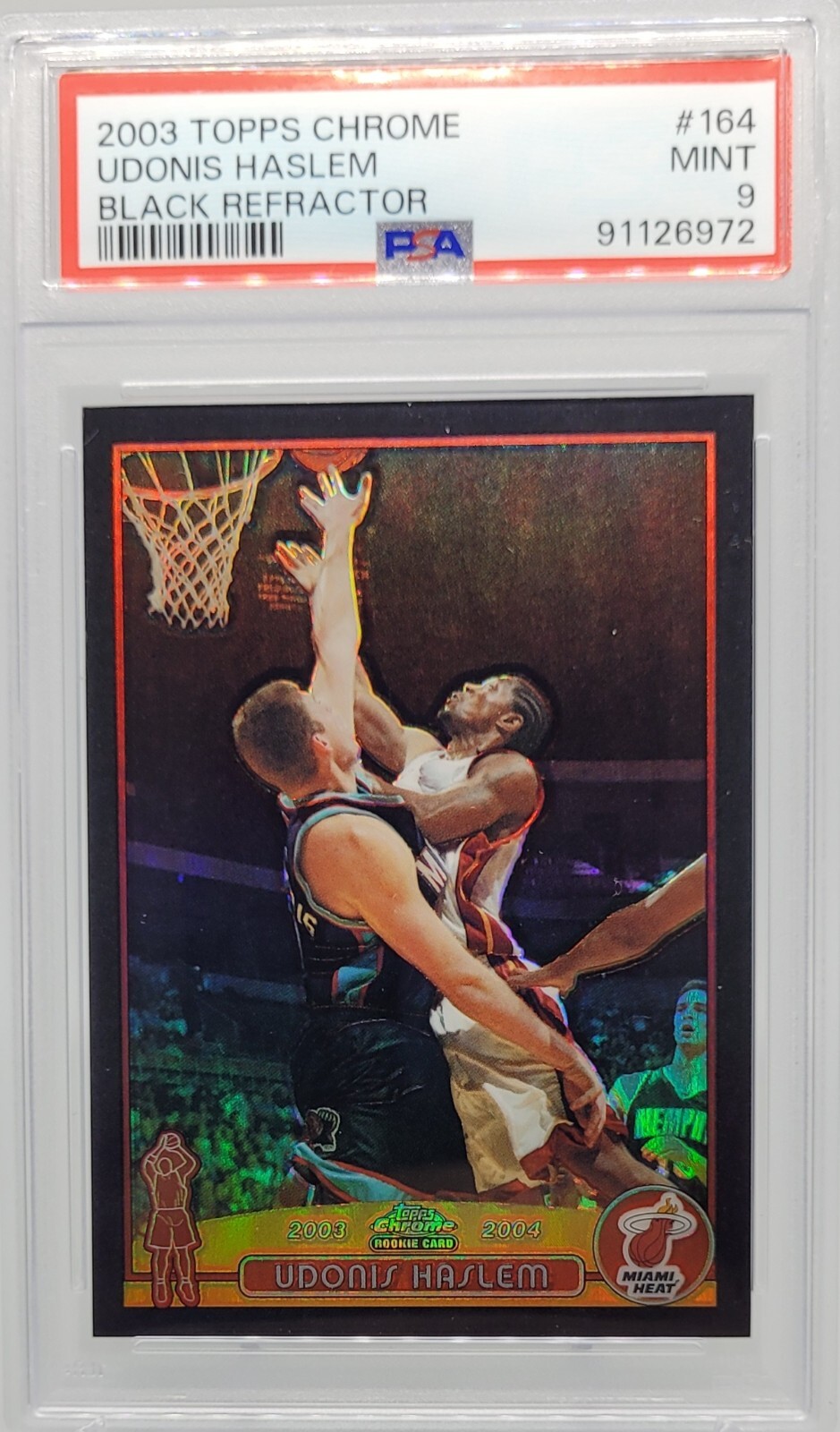 UDONIS HASLEM 2003-04 TOPPS CHROME BLACK REFRACTOR RC PSA MINT 9 451/500
