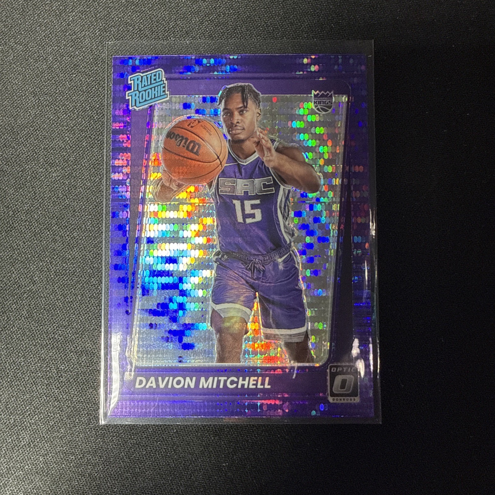 Davion Mitchell 2021-22 Donruss Optic Purple Pulsar Prizm Rookie RC Heat