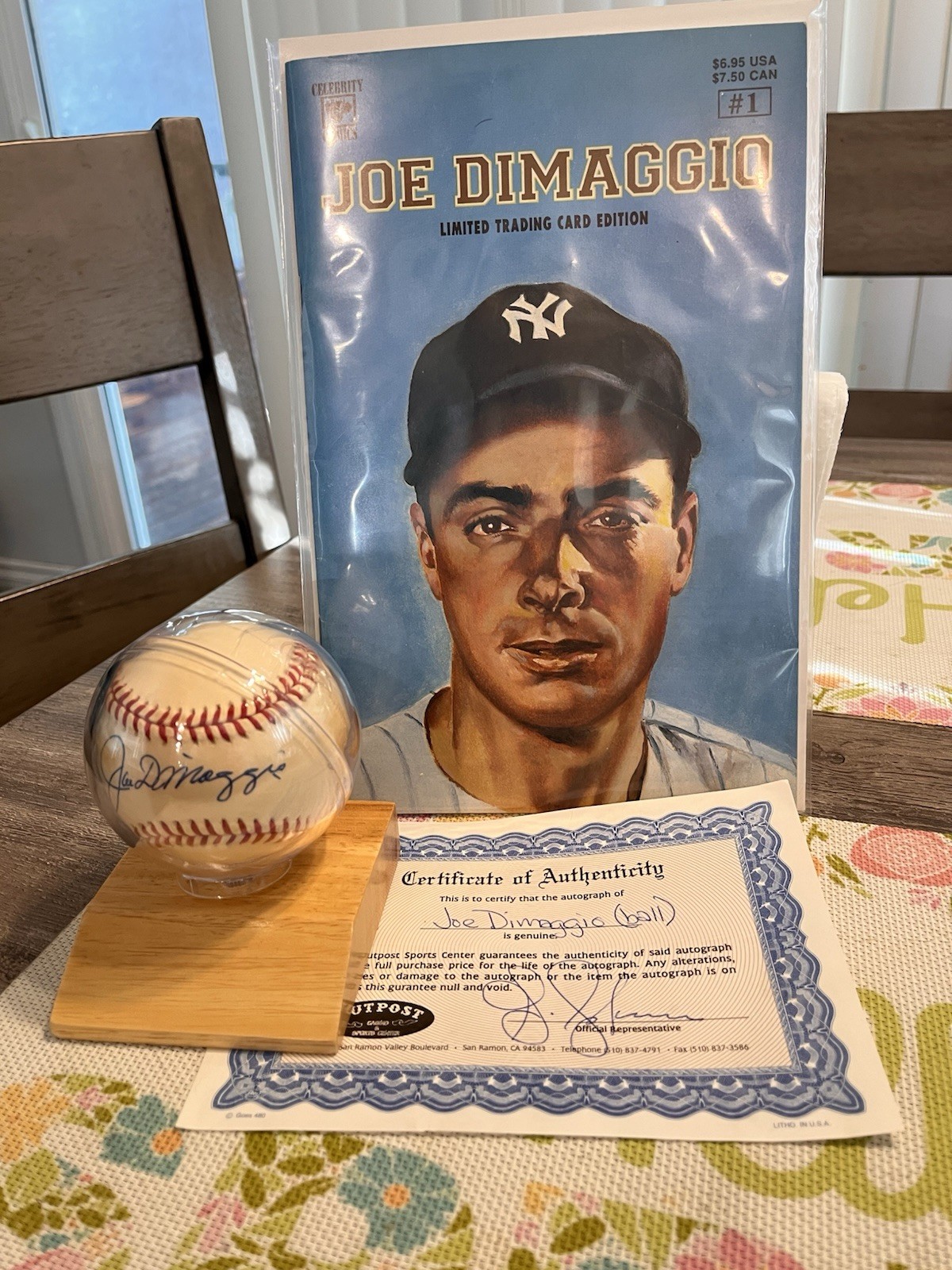 BASEBALL SIGNED BY THE GREAT JOE DIMAGGIO W/COA-PLUS 1992 #1 JOE DIMAGGIO COMIC!