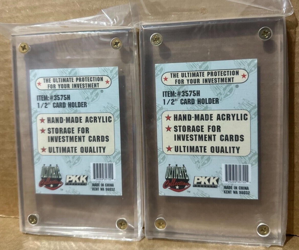 FOUR (4) 1/2″ Inch Thick UV Lucite Acrylic 4 Screw Trading Card Display Holders