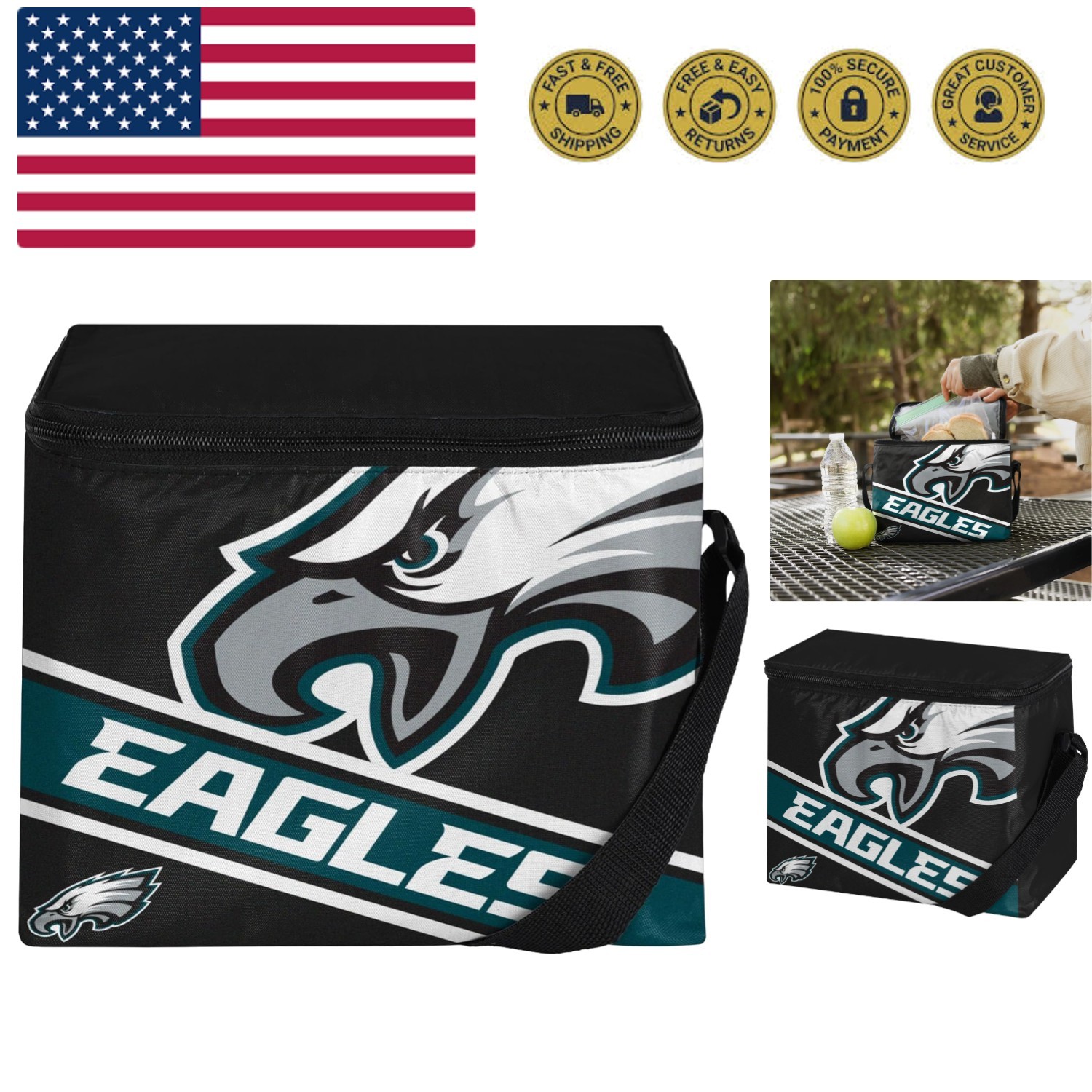 NFL Unisex-Adult NFL Team Big Logo Stripe 6 Pack Coolers