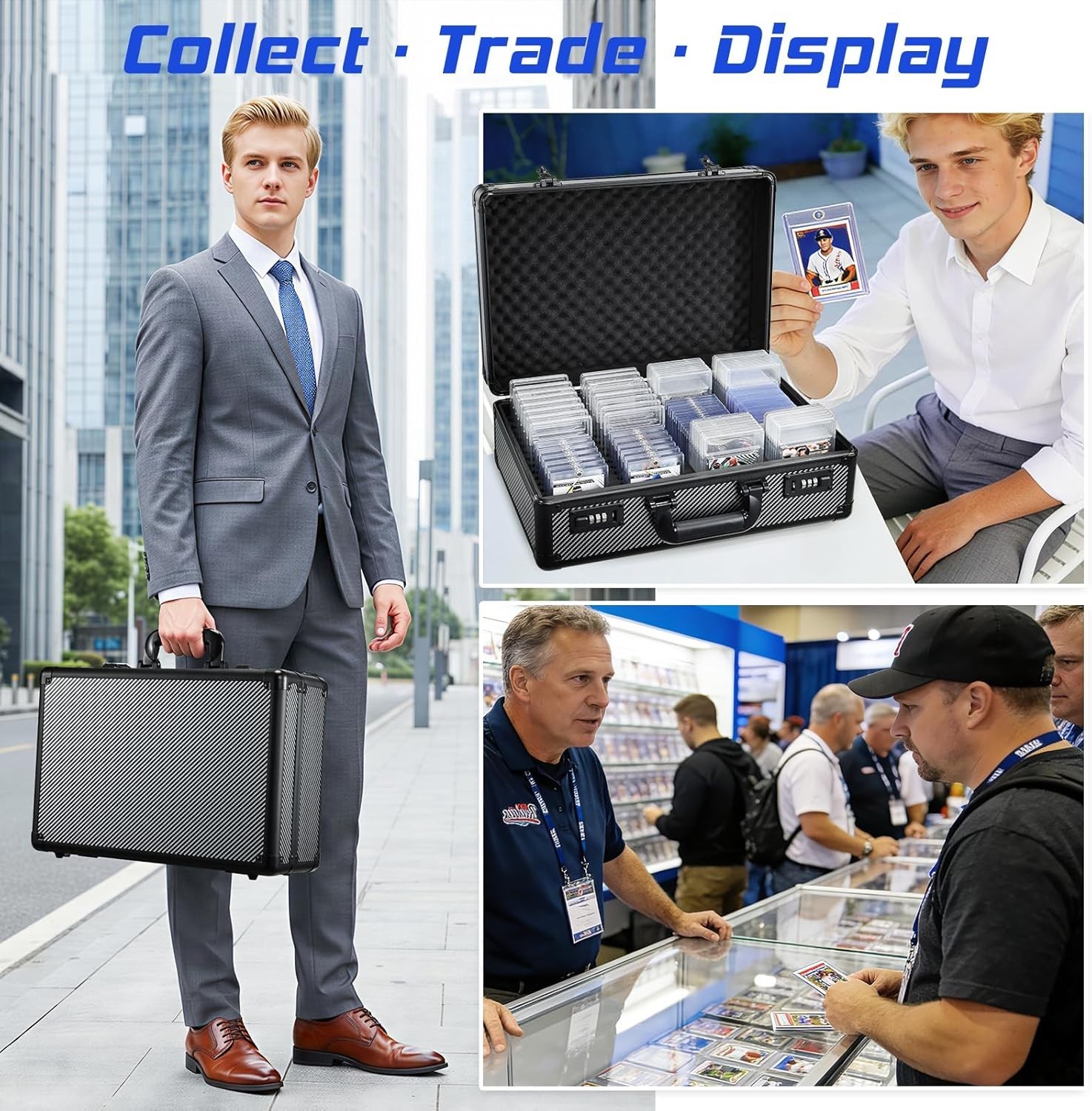 Graded Card Case with Individual Slots Storage Box, Trading Card Cases for Sport
