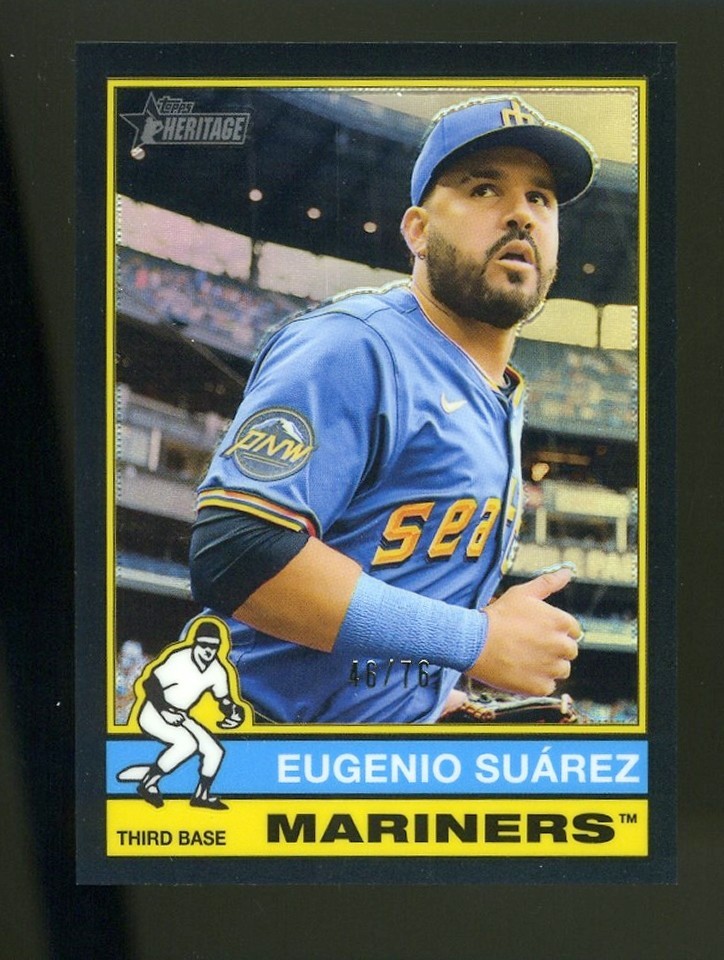 2025 Topps Heritage High Number Chrome Black Refractor #628 EUGENIO SUAREZ /76