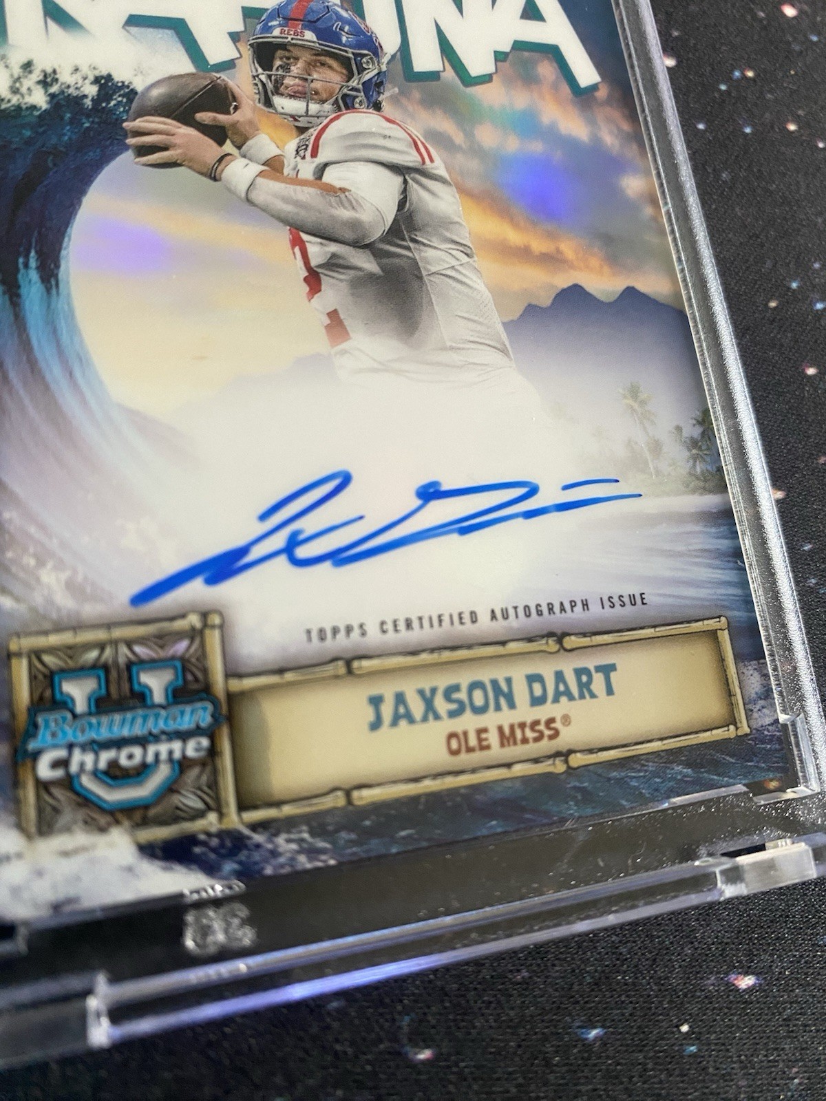 Topps 2024 Bowman University Chrome Big Kahuna On CardAuto Jaxson Dart BK-JD
