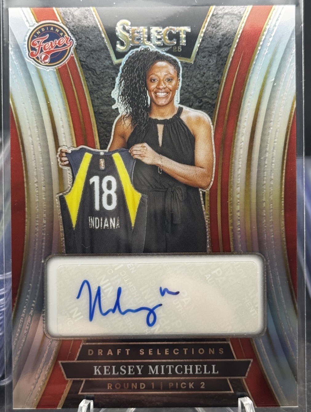 KELSEY MITCHELL 2025 WNBA SELECT SILVER SP PRIZM AUTOGRAPH Rookie INDIANA FEVER