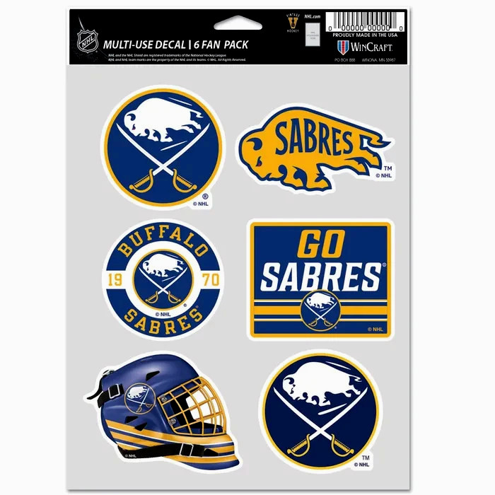 Buffalo Sabres Multi-Use 6 Fan Pack NHL Decal Stickers *Free Shipping