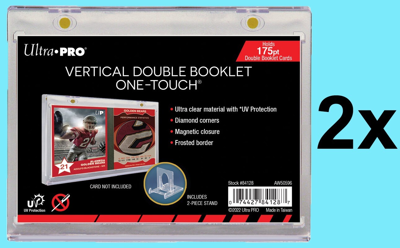 2 Ultra Pro One Touch Vertical Booklet Magnetic Card Holder w Stand Display Case