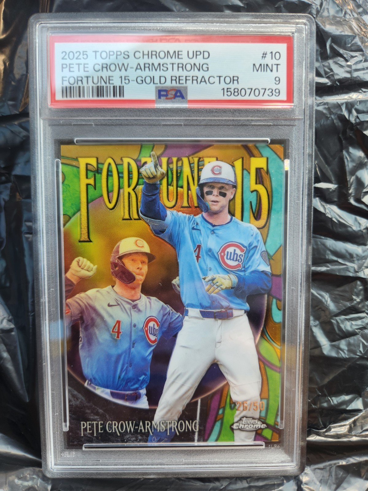 2025 Topps Chrome Update Fortune 15 Pete Crow-Armstrong Gold Refractor /50
